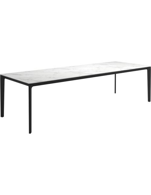 Gloster Carver 280x100cm Rectangular Dining Table – Meteor Frame with Bianco Ceramic Top