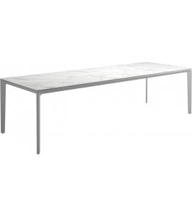 Gloster Carver 280x100cm Rectangular Dining Table – White Frame with Bianco Ceramic Top