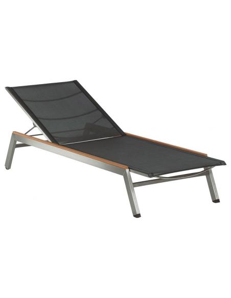 Barlow Tyrie Equinox Sun Lounger - Teak Side Rails with Charcoal Sling