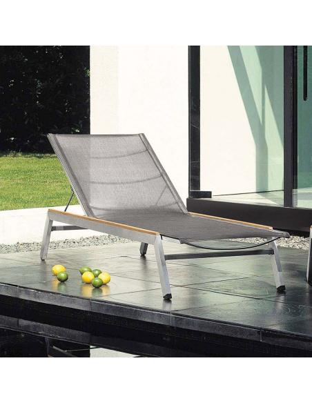 Barlow Tyrie Equinox Sun Lounger - Teak Side Rails with Platinum Sling