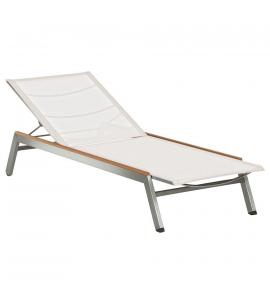 Barlow Tyrie Equinox Sun Lounger - Teak Side Rails with Pearl Sling
