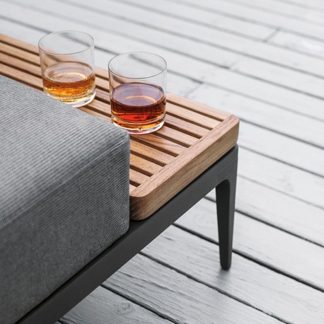 Gloster Grid Left/Right End Table Unit Teak (Meteor Frame)