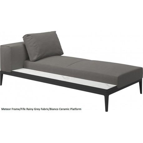 Gloster Grid Left/Right Chaise Unit Bianco Ceramic (Meteor Frame)