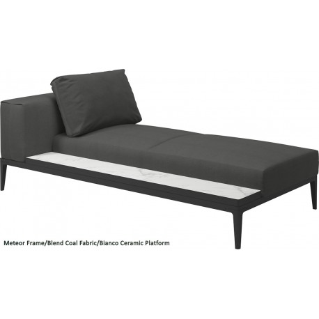 Gloster Grid Left/Right Chaise Unit Bianco Ceramic (Meteor Frame)