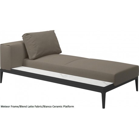 Gloster Grid Left/Right Chaise Unit Bianco Ceramic (Meteor Frame)