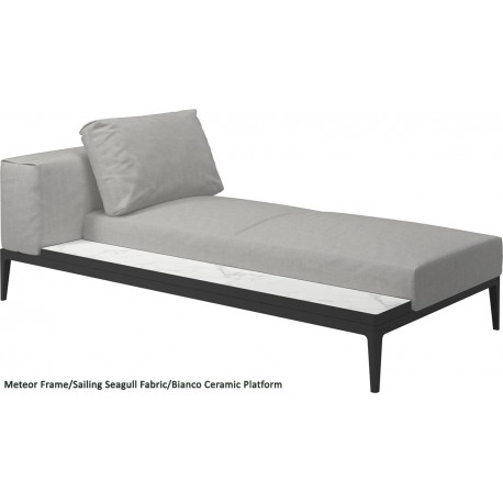 Gloster Grid Left/Right Chaise Unit Bianco Ceramic (Meteor Frame)