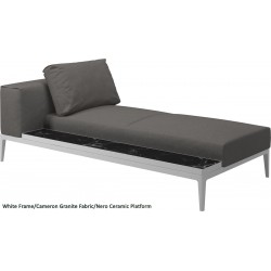Gloster Grid Left/Right Chaise Unit Nero Ceramic (White Frame)