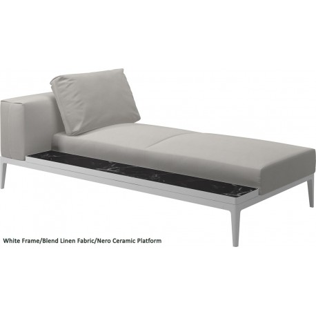 Gloster Grid Left/Right Chaise Unit Nero Ceramic (White Frame)