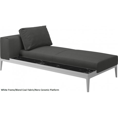 Gloster Grid Left/Right Chaise Unit Nero Ceramic (White Frame)