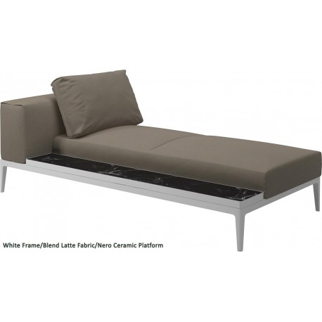 Gloster Grid Left/Right Chaise Unit Nero Ceramic (White Frame)