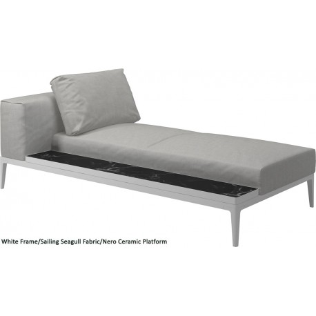 Gloster Grid Left/Right Chaise Unit Nero Ceramic (White Frame)