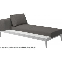 Gloster Grid Left/Right Chaise Unit Bianco Ceramic (White Frame)