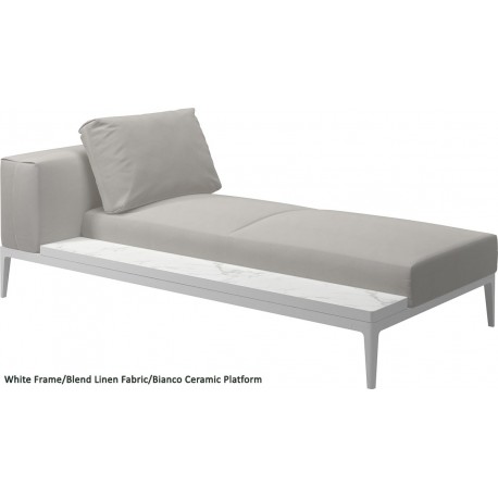 Gloster Grid Left/Right Chaise Unit Bianco Ceramic (White Frame)