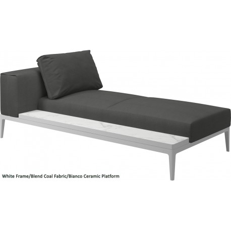 Gloster Grid Left/Right Chaise Unit Bianco Ceramic (White Frame)