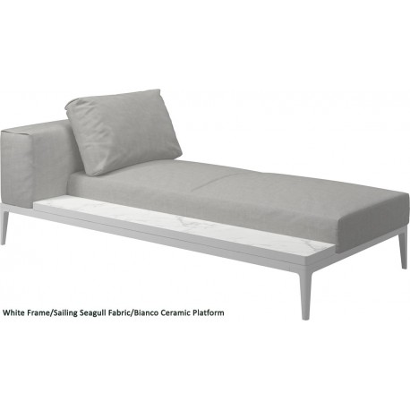 Gloster Grid Left/Right Chaise Unit Bianco Ceramic (White Frame)