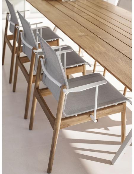 Gloster Sway Teak Stacking Armchair - White/Seagull