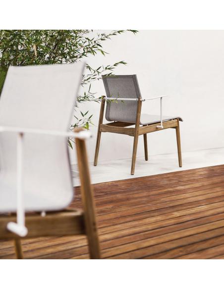 Gloster Sway Teak Stacking Armchair - White/Seagull