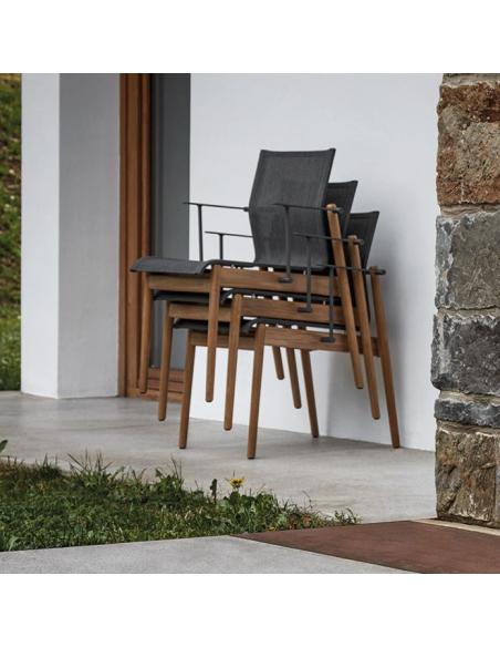 Gloster Sway Teak Stacking Armchair - Meteor/Anthracite