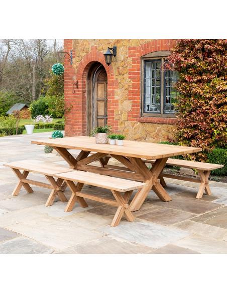 Alexander Rose Teak Plank Bench Seating Dining Set