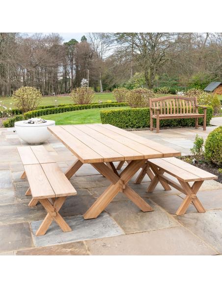 Alexander Rose Teak Plank Bench Seating Dining Set