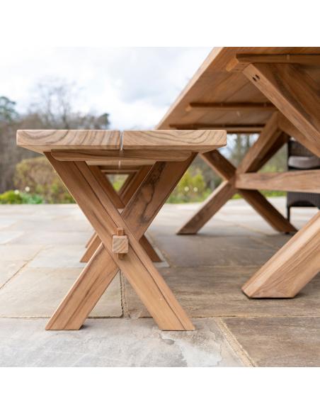 Alexander Rose Teak Plank Bench Seating Dining Set