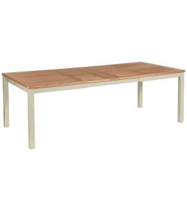 Barlow Tyrie Aura 230cm Extending Rectangular Table - Champagne Frame with Teak Top