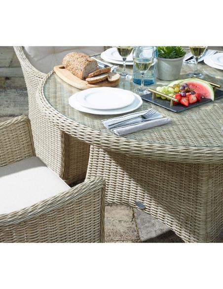 Bramblecrest Monterey Sandstone 4 Seater Dining Set with Parasol