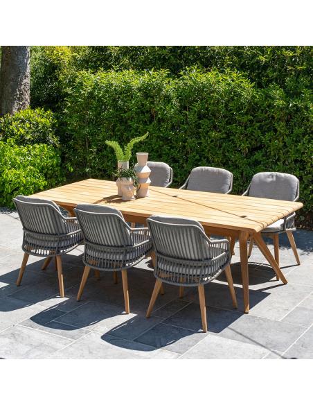 4 Seasons Outdoor Ancora 6 Seat Dining Set with Bel Air 240cm Teak Table
