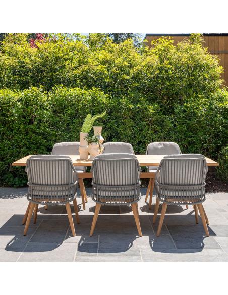 4 Seasons Outdoor Ancora 6 Seat Dining Set with Bel Air 240cm Teak Table
