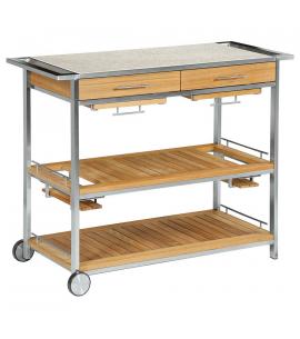 Barlow Tyrie Mercury Serving Table with Frost Ceramic Top