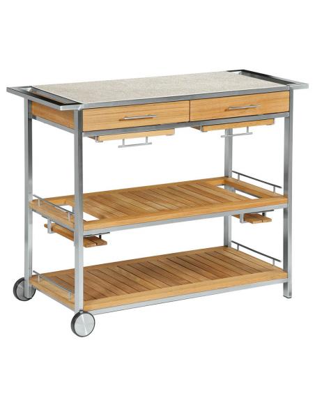 Barlow Tyrie Mercury Serving Table with Frost Ceramic Top