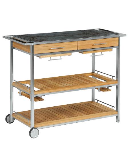 Barlow Tyrie Mercury Serving Table with Oxide Ceramic Top