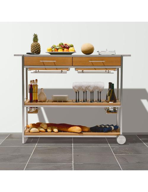 Barlow Tyrie Mercury Serving Table with Oxide...