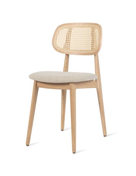 Vincent Sheppard Titus Dining Chair Natural Oak with Upholstered Seat in Lime White Boucle
