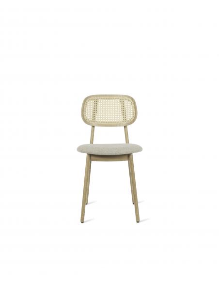 Vincent Sheppard Titus Dining Chair Natural Oak with Upholstered Seat in Lime White Boucle
