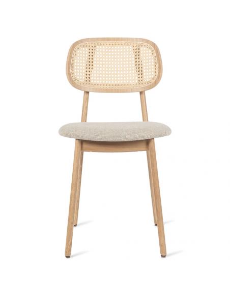 Vincent Sheppard Titus Dining Chair Natural Oak with Upholstered Seat in Lime White Boucle