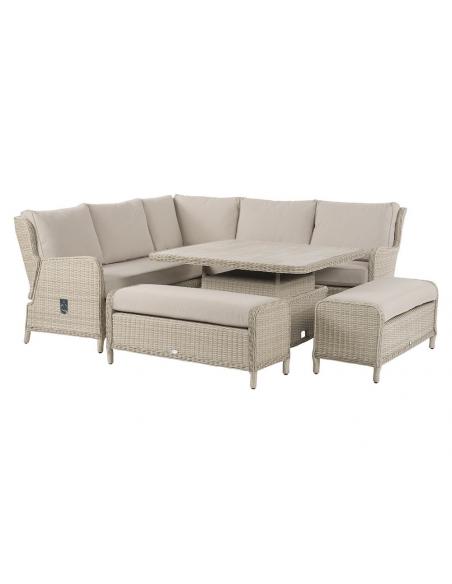 Bramblecrest Chedworth Sandstone Reclining Casual Dining Set with Square Piston Adjustable Table