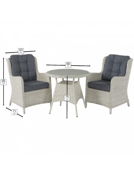 Bramblecrest Chedworth Dove Grey 2 Seater Dining Set