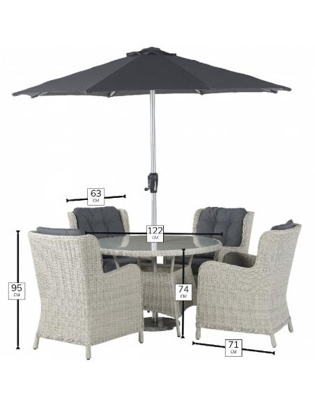 Bramblecrest Chedworth Dove Grey 4 Seater Dining Set