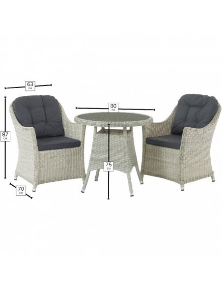 Bramblecrest Monterey Dove Grey 2 Seater Dining Set