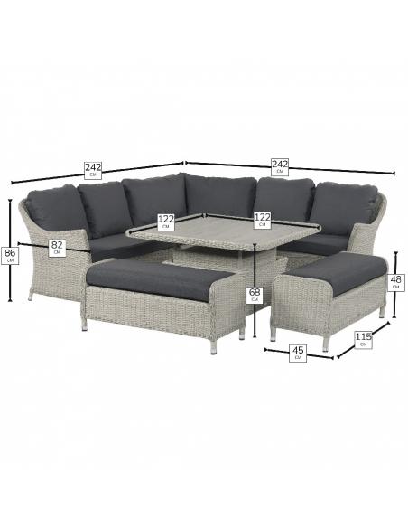 Bramblecrest Monterey Dove Grey Casual Dining Set with Square Adjustable Table