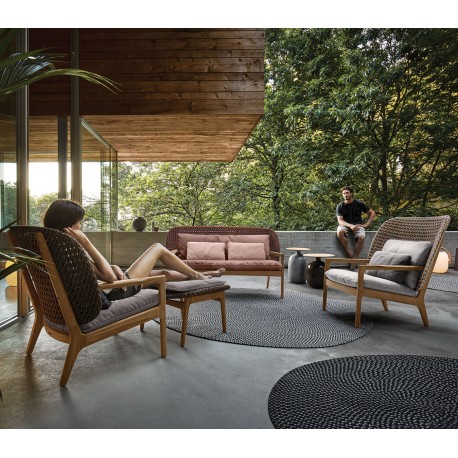 (SET OF 2) Gloster Kay High Back Lounge Chairs with Ottomans – Showroom Ex Display Offer