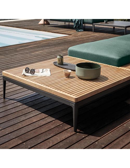 Gloster Grid Large Square Coffee Table Teak -...