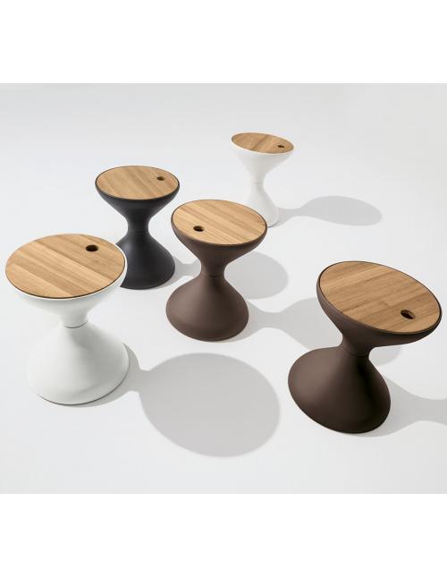 Gloster Bells Side Table in Java with Teak Top