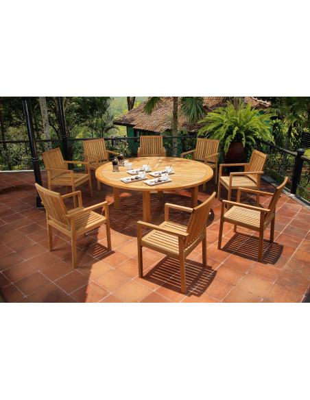 Barlow Tyrie Drummond 185cm Round Teak Dining Table