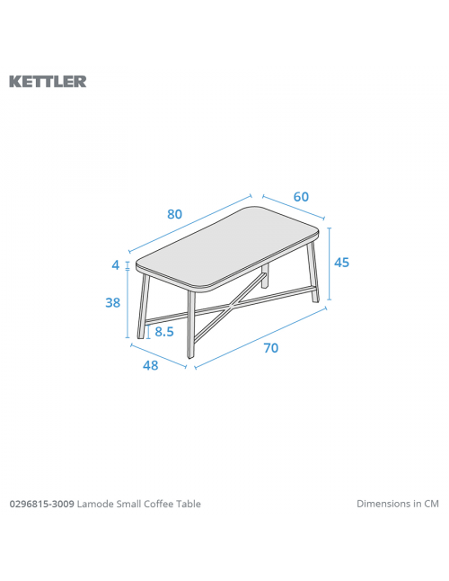 Kettler LaMode Small Coffee Table with Glass Top