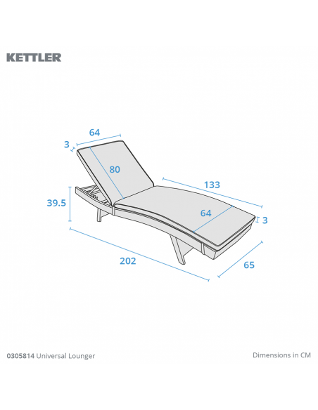 Set of 2 Kettler Charlbury Universal Sunlounger with Cushion