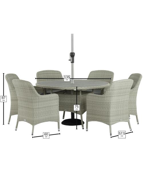 Bramblecrest Tetbury Cloud 6 Seater Dining Set