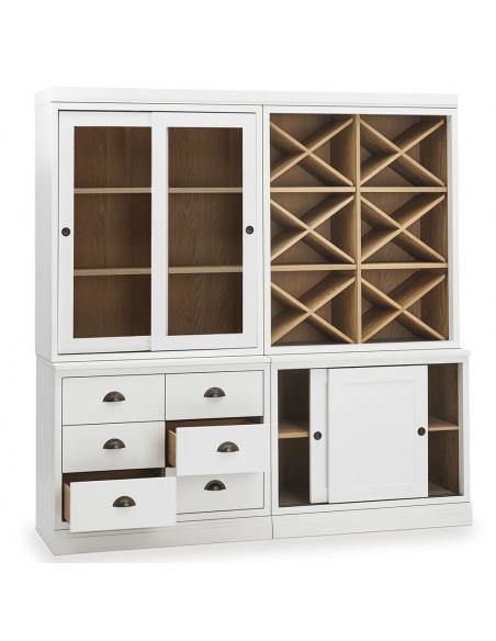Neptune Chawton Low Double Dresser with Wine Shelves and Vintage Oak Interior