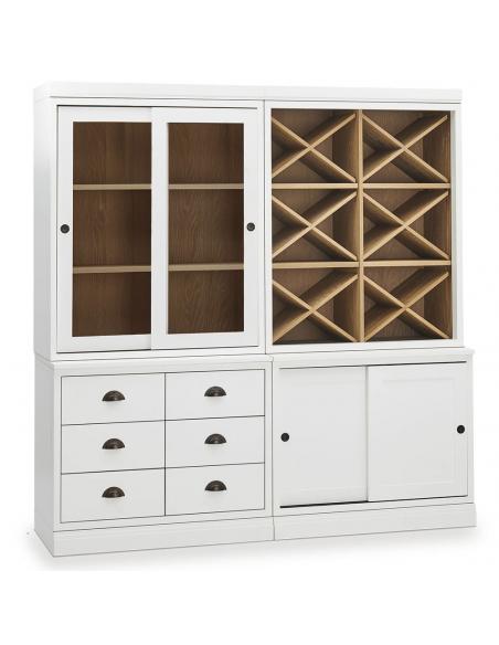 Neptune Chawton Low Double Dresser with Wine Shelves and Vintage Oak Interior